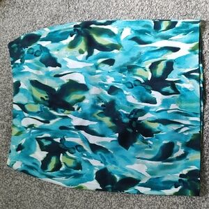Blue And Green Watercolor Print Skirt
